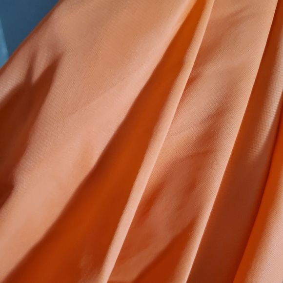 VINTAGE 60/ 70's Maxi Dress Sz 6 V neck sleeveless Tangerine color - Picture 9 of 12